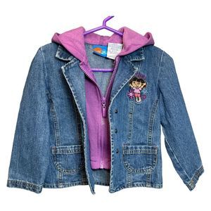 Nick Jr. Dora Denim Jacket with Purple Hood 6X